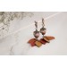 Handmade dangle earrings with Autumn leaves and Unique ancient style beads Copper leverback French back