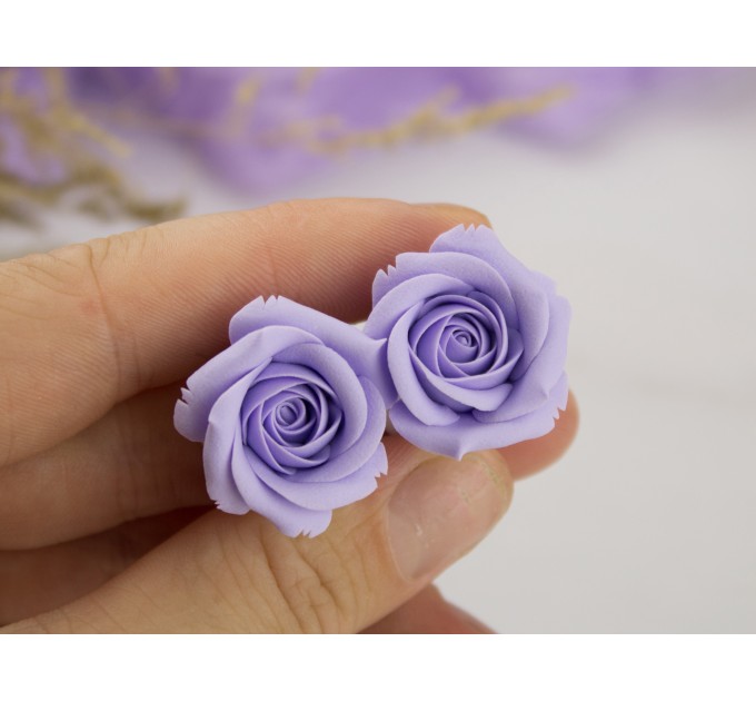 Lavender wedding ear plugs Lilac rose flower gauge earrings for stretched ears 3-20mm Bridesmaids jewelry Custom colors 