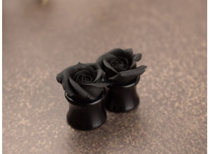 Custom color black rose ear plugs 3-20mm