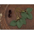 Green leaves chain hangers for stretched ears 8mm - 20mm wooden tunnels Dangle plugs and gauges Woodland Botanical
