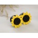 Yellow sunflower ear plugs Handmade flower gauge earrings for stretched ears from 8g to 20mm