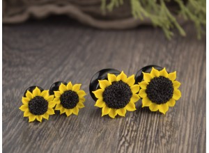 Sunflower plug earrings 3mm - 20mm