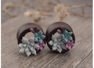Tiny succulents wooden tunnels dusty pink and teal 8-20mm