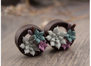 Tiny succulents wooden tunnels dusty pink and teal 8-20mm