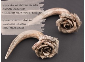Ancient rose real-faux gauge earrings