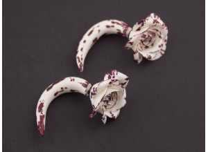 Bloody rose real-faux gauge earrings 