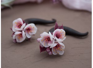Cherry blossom real-faux gauge earrings