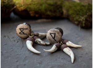 Custom Norse rune stud-plug earrings 3-20mm