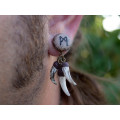 Viking earrings for men Regular studs or Plugs for stretched ears Custom protective rune Pagan Fangs Handmade
