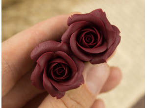 Custom color maroon rose ear plugs 3-20mm