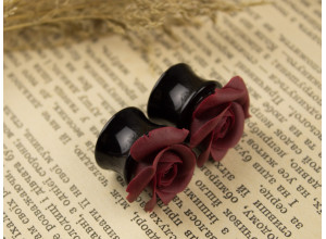 Custom color maroon rose ear plugs 3-20mm