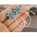 Dusty blue succulent plug earrings for stretched ears Dangle hoops Cute floral tunnels and gauges Botanical Tropical Summer