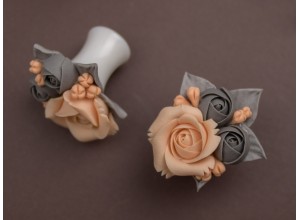 Gray peach rose plugs 8mm - 20mm
