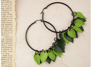 Green leaves hop hangers earrings tunnels 6-25mm