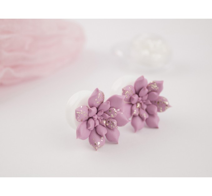 Dusty pink succulent earrings for stretched ears Pale pink and gold Bridal plugs and gauges Custom color Handmade