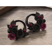 Fall wedding Dark wine red rose tunnel earrings for stretched ears Deep burgundy and black tiny flower plugs and gauges Handmade