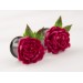 Crimson red peonies earrings for stretched earlobes Bright pink flower gauges Wedding tunnels and plugs Bridal Floral Handmade