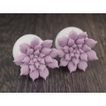 Dusty pink succulent ear plugs Pastel wedding earrings for stretched ears Bridal gauges and tunnels Handmade