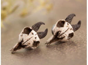 Goat skull stud-plug earrings 8-20mm