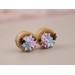 Wooden tunnels for bride Pastel colors succulent Wedding ear plugs and gauges Stretched ears jewelry Handmade