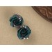 Teal rose ear plugs with black and white print Unique earrings for stretched ears Gauges and tunnels Handmade