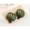 Green tiny pumpkin studs Fall birthday earrings Thanksgiving party outfit Cozy autumn jewelry