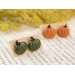 Green tiny pumpkin studs Fall birthday earrings Thanksgiving party outfit Cozy autumn jewelry