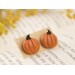 Cute orange pumpkin earrings Tiny studs Thanksgiving gift idea Fall birthday present Handmade Autumn jewelry