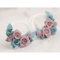 Custom color wedding earrings for stretched ears Tiny rose ear plugs Floral gauges for bride Handmade