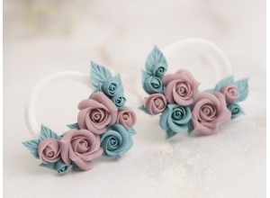 Dusty pink blue rose ear tunnels 12 – 25mm