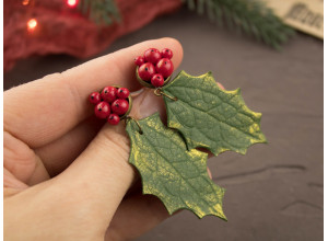 Holly berry dangle ear plugs 3-20mm