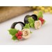 Christmas earrings for stretched ears Holly berry and beige rose gauges Xmas tunnels and plugs Handmade