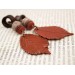 Extra long ear plugs Wooden tunnels with realistic orange leaves Bohemian jewelry for stretched ears