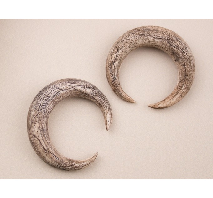 Viking gauge earrings for stretched ears Guys plugs and tunnels Ancient horn Norse Brutal jewelry