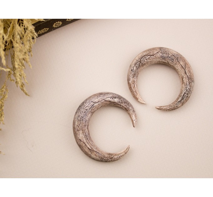 Viking gauge earrings for stretched ears Guys plugs and tunnels Ancient horn Norse Brutal jewelry