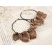 Ancient bone leaves beige brown Hoop hangers for tunnels Ear plugs and gauges Viking handmade