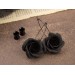 Black rose hoop hangers for tunnel earrings Gothic jewelry for stretched ears Witch gift idea Flower plugs and gauges