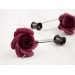 Deep wine red burgundy rose hoop earrings Flower hangers for tunnels Elegant jewelry for stretched ears Handmade