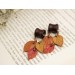 Fall leaves tunnel earrings Chain hangers for gauges Vivid autumn jewelry for stretched ears Bright wooden plugs