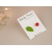 Cute Christmas stud earrings with tiny holly berry and leaf Mismatched Asymmetrical Xmas gift idea 