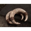 Viking style gauge earrings for stretched ears Ancient horn Brutal jewelry for men