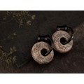 Ancient stone imitation hoop earrings Viking jewelry for guy Unisex brutal ear hangers Bone tunnels and plugs