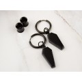 Gothic jewelry for gauged earlobes Black coffin charm tunnel earrings Hoop hangers Witchcraft Pagan