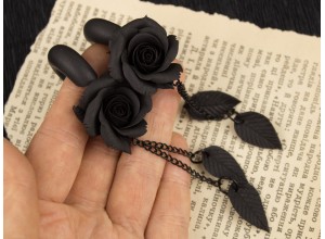Black rose chain leaves gauges 5 - 14mm