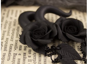 Black rose chain leaves gauges 5 - 14mm