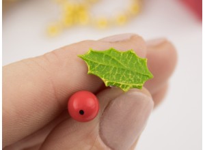 Mismatched holly berry and leaf studs