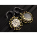 Celestial ear gauges full moon crescent asymmetrical ear weights Shiny plugs and tunnels handmade  