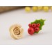 Tiny stud earrings Beige peach rose red green holly berry Holiday festive minimalist jewelry Unique Xmas gift Handmade