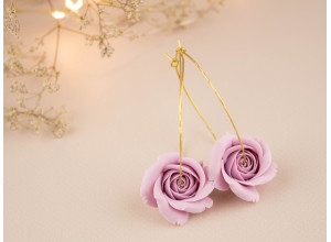 Dusty pink rose golden hoop earrings 