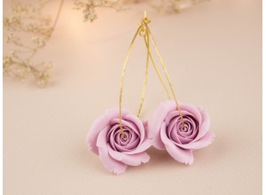 Dusty pink rose golden hoop earrings 